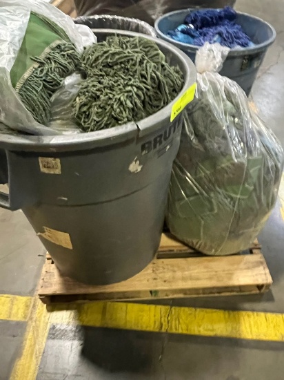 Dust Mops & 3 Trash Cans