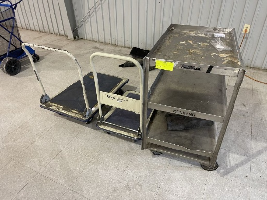 Carts Stainless 3 tier (1) and 2 folding carts