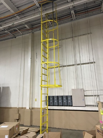 20 Step Warehouse Steel Caged Walk Through Fixed Access Ladder