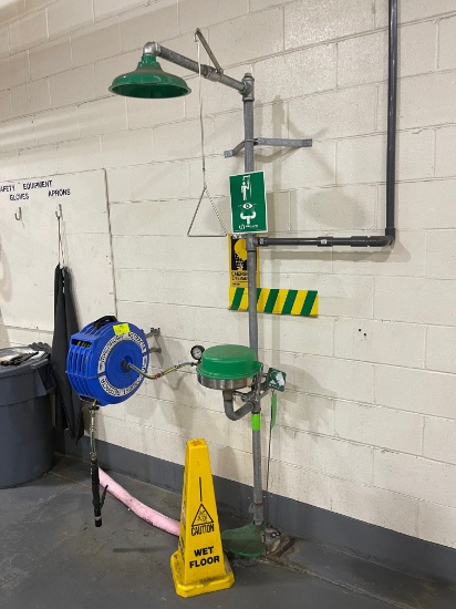 MacNaught retractable air hose & eye wash station