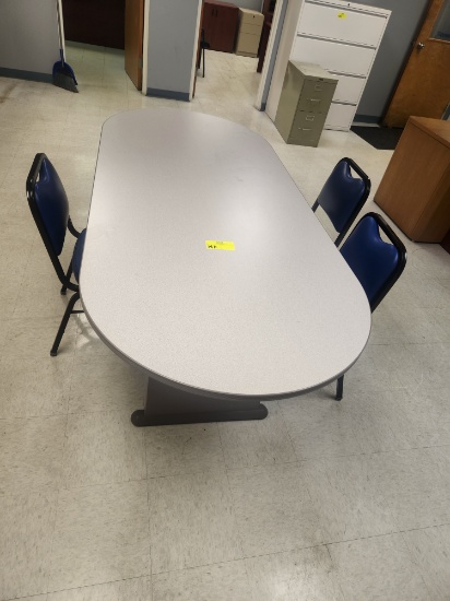 8ft conference room table with 3 chairs