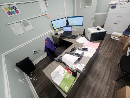 Misc. office furniture with desk and chairs