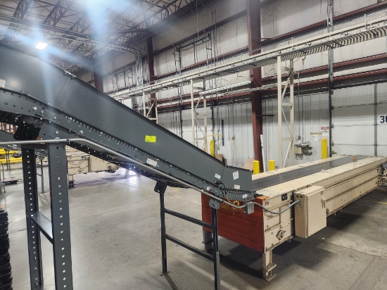 9ft Intelligrated loading chute with 55ft cap. Stewart-Glapat motorized extended belt mod. 2065T1...