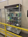 Locking Glass Display Cabinet with Rolling White Board