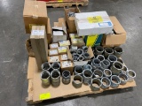 Assorted electrical and plumbing supplies, fittings, clamps
