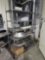 Rolling shelving unit and two metal tables