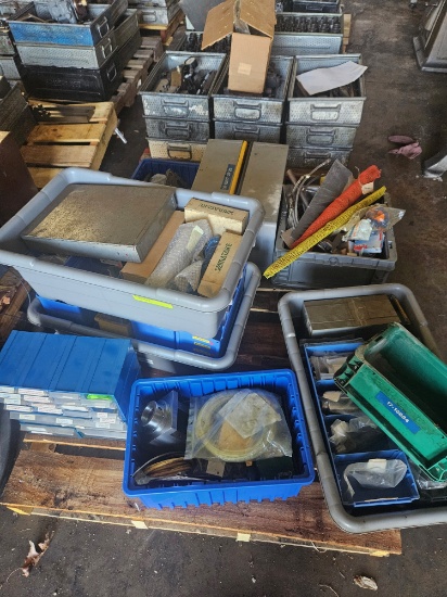 Pallet with Bushings, Control Boards, Parts Bins, Drive Shafts, Bearings, & Assorted Parts