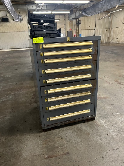 9 Drawer Cabinet with dividers and miscellaneous hardware contents