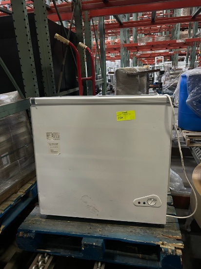 MMI chest cooler and red hand truck / dolly