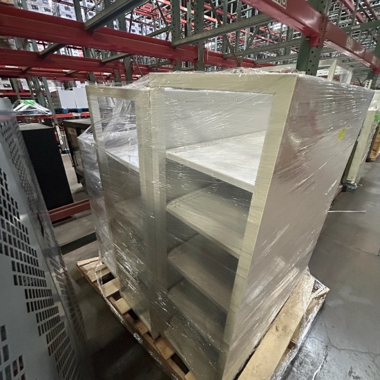 White shelving units