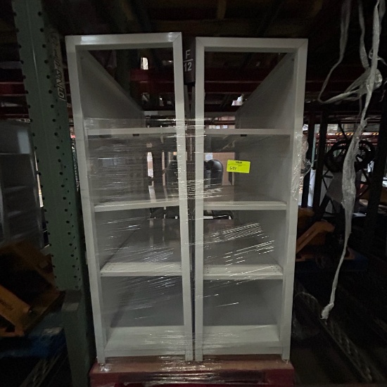 White shelving units