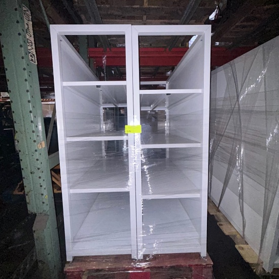 White shelving units