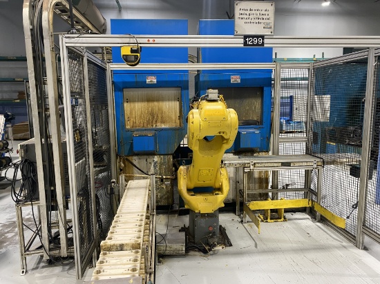 Dehoff Gundrill (2 machine) Cell with Fanuc Robot