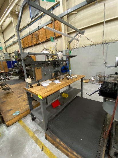 Work Bench w/ Contents (incl. Collets & various metal components)