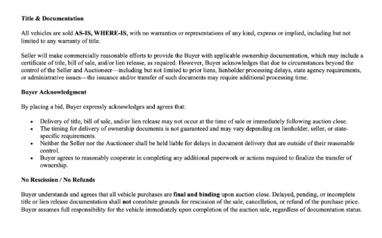 Title & Terms DO NOT BID ON LOT