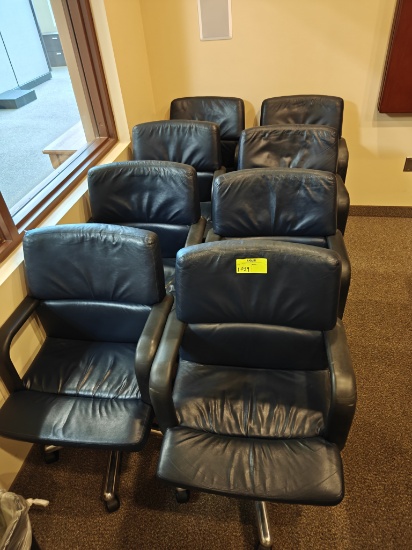 Conference Table with Set of 8 Brayton International Faux Leather Executive Conference Chairs