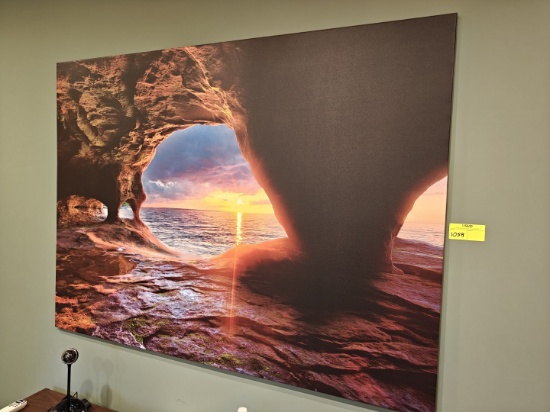 Lot of Wall Art: Sunset Artwork, Water Cave Artwork, & Desert Canyon Artwork