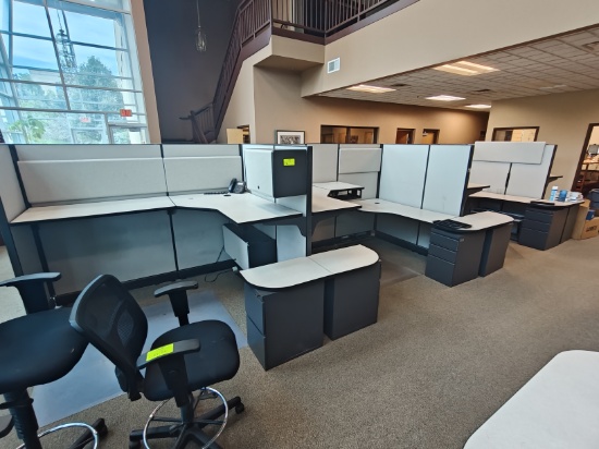 Lot of 12 Cubicle Offices, Including Cabinets and File Cabinets