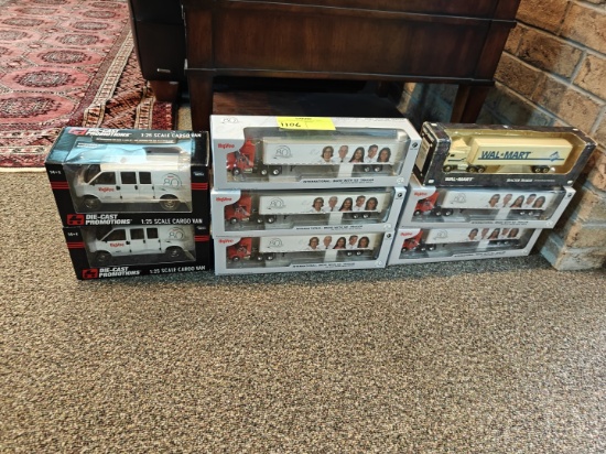 8 Die Cast Semi and Van Models