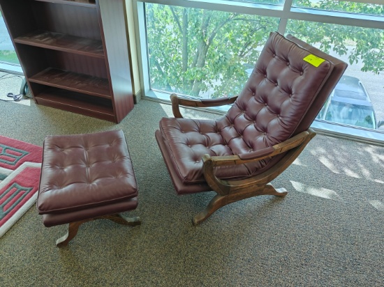 Faux Leather Reclining Chair with Foot Stool
