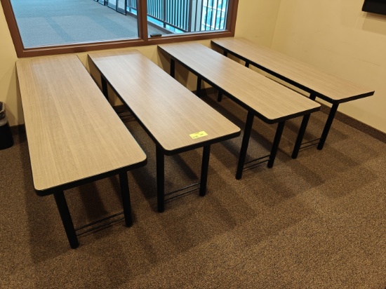 4 Laminate Top Tables with Steel Frames 72 in x 20 in x 29 in high