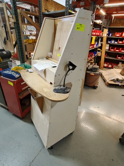 Rolling wood workstation with air filter