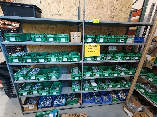 (2) Shelves with bins full of misc hardware