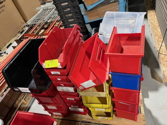 Pallet of misc stacking bins