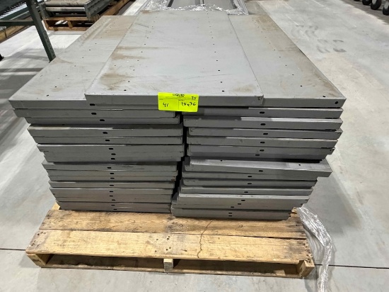 Pallet of industrial shelving - 18x36", approximately 35 pieces