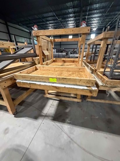 2 rolling wood work tables