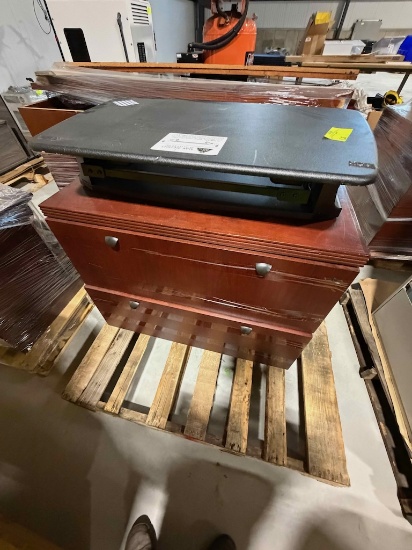 Wood file cabinet and standing desk platform