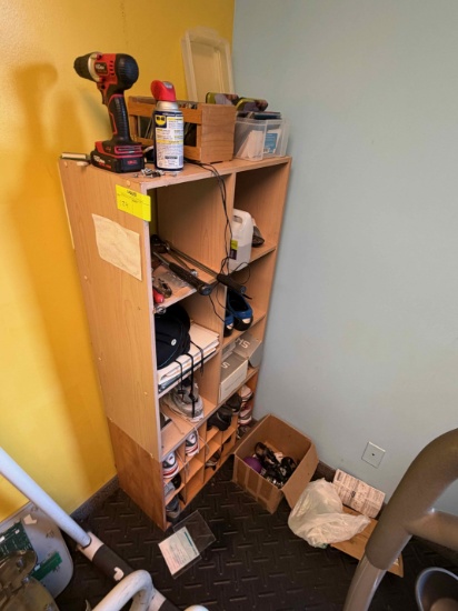 Wooden Shoe Rack with contents