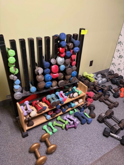 Lot of Steel & wooden dumbell racks (does not include dumbells)