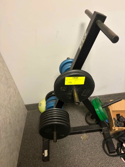 Steel Weight Rack with lot of approx 7 bars & weights included