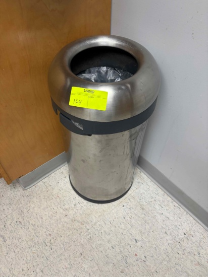 Round Polished Metal Trashcan