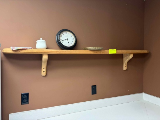 Wooden shelf with contents
