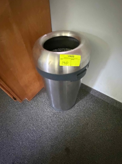 Round Polished Metal Trashcan