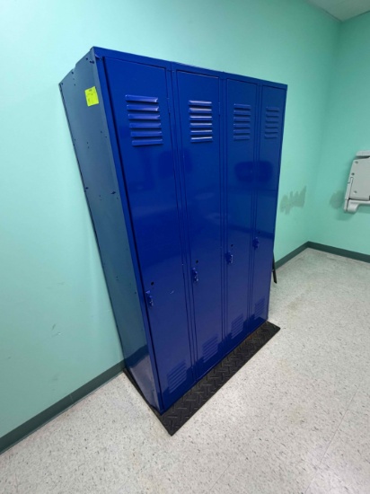 Lot of 4 lockers, approx. 48" x 72" with folding chair