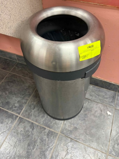 Round Polished Metal Trashcan