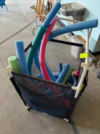 PVC Cart of Misc. pool noodles & flippers