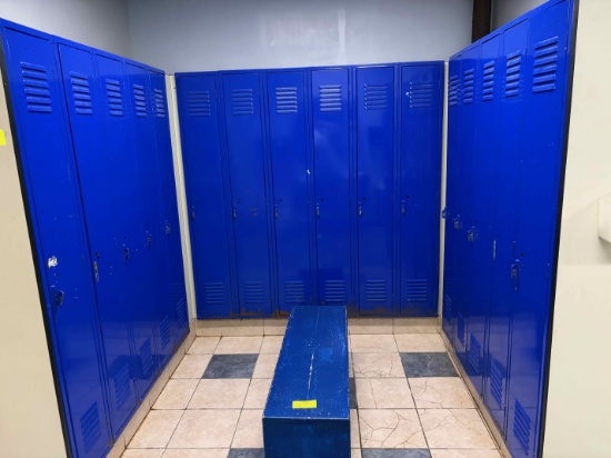 Lot of 16 metal lockers, approx 12" x 72" x 18" ea