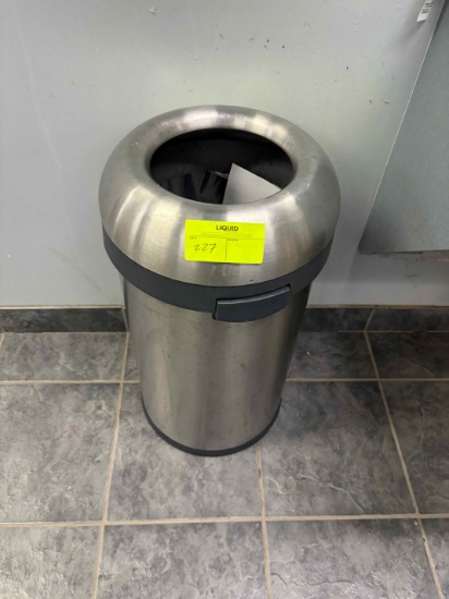 Round Polished Metal Trashcan