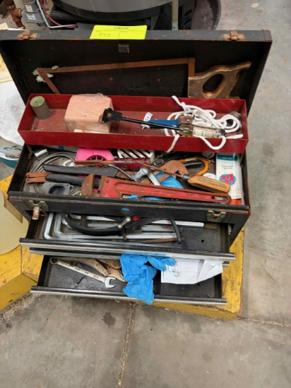 Metal toolbox with tools