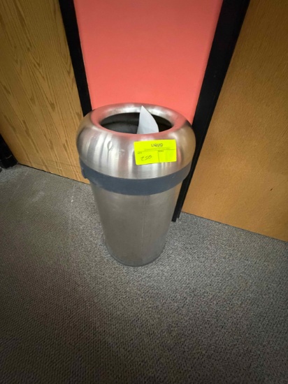 Round Polished Metal Trashcan