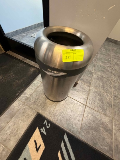 Round Polished Metal Trashcan
