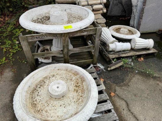 Lot of (3) Stone Bird Baths