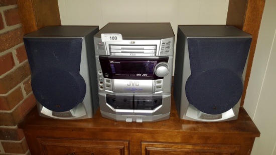 JVC Bookshelf Stereo w/ 3 CD and Dual Cassette