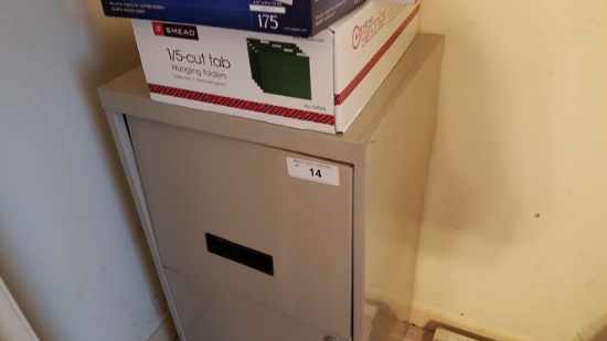 Lot of Office Supplies and 2 Drawer Filing Cabinet