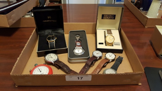 Box Lot of Men's Watches - Seiko, Hamilton, Timex
