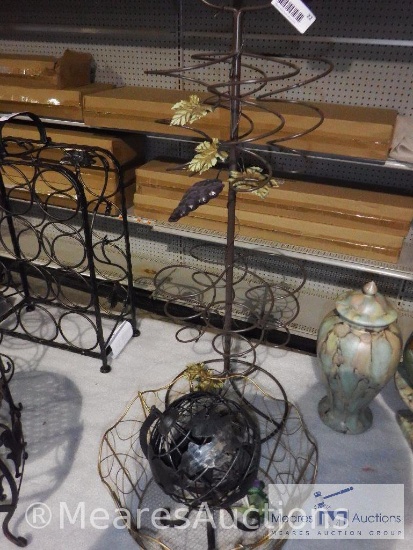 Decorative wine rack, basket and globe